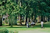 walking up their final holes 